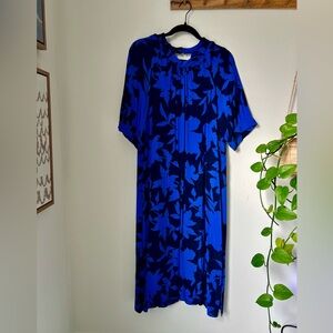 Blue mid length shift dress